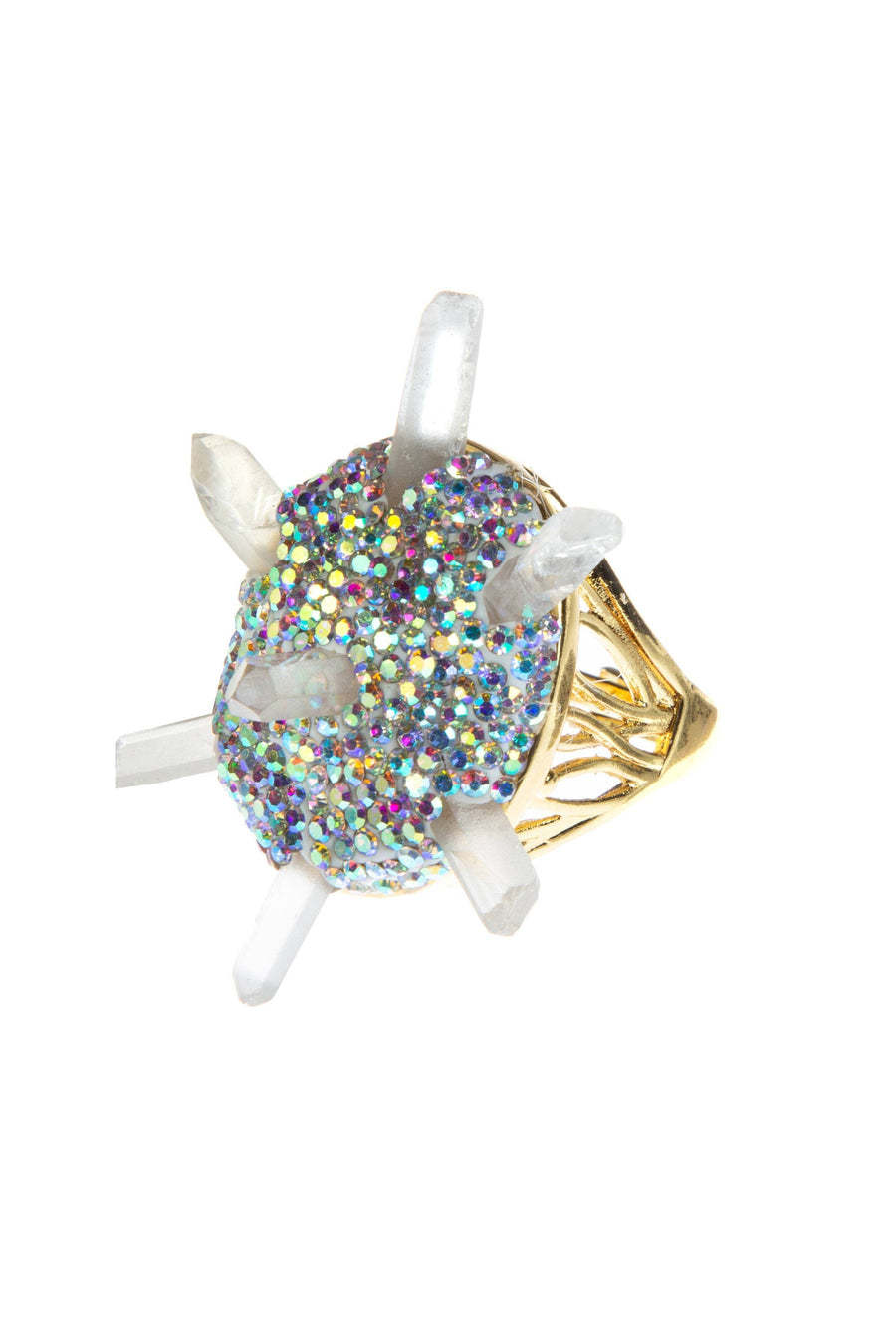 Clear Quartz Rhinestone Rings R2314