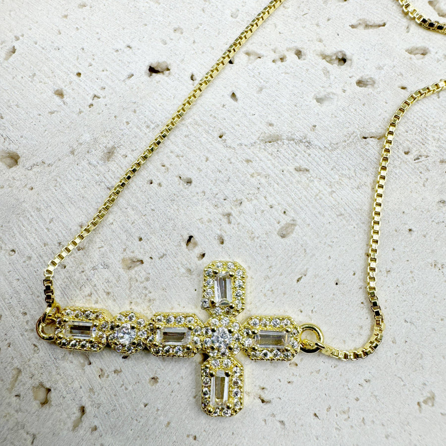Cross Cubic Zirconia Chains Bracelet B4087