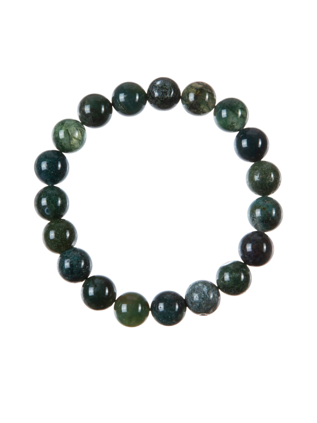 Moss Agate Stone Stretch Bracelet B3719-8MM - view 2