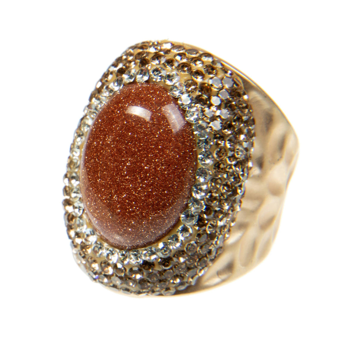 Red Gold Sandstone Pavé Cocktail Ring R2529 - view 3