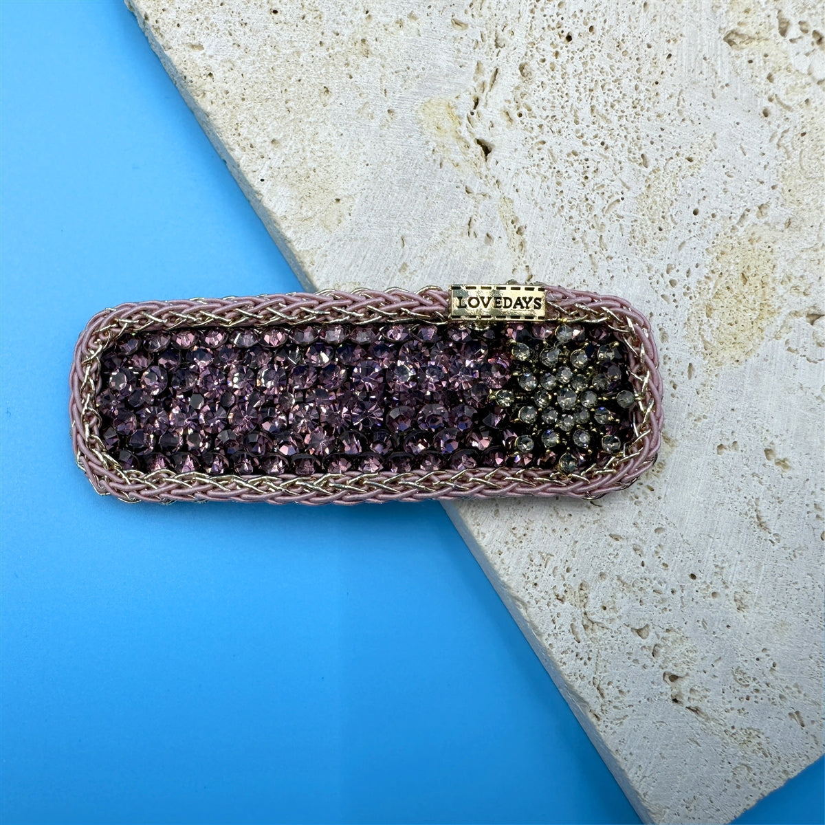Snowflake Rhinestone Rectangle Hair Pin L4723