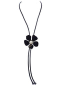 Fashion Black Flower Bangle Long Necklace N3075