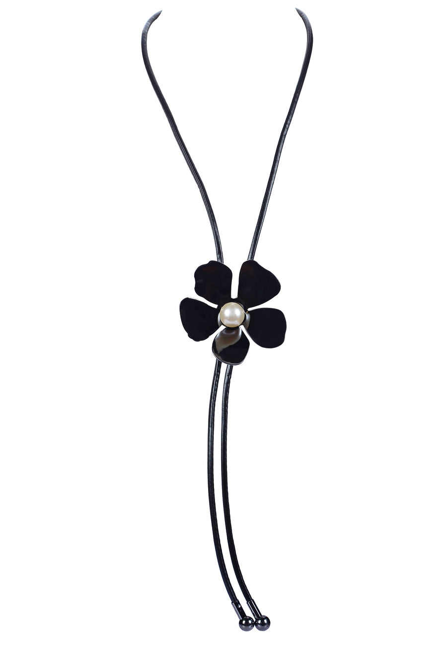 Fashion Black Flower Bangle Long Necklace N3075