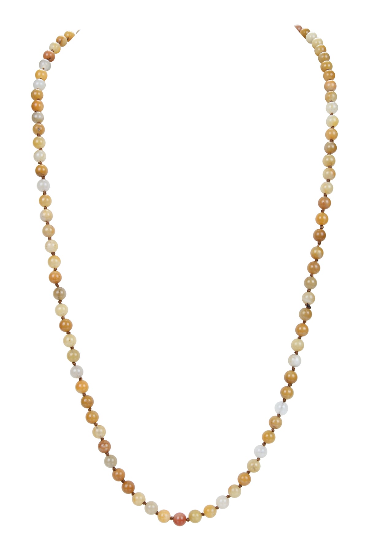 Golden Jade Stone Beaded Necklace N3180 - view 2